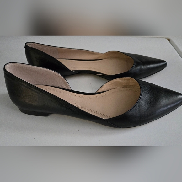 Marc Fisher LTD Black Leather Flats Pointed Toe D’Orsay Size 6.5 Classic Minimal - Picture 7 of 10